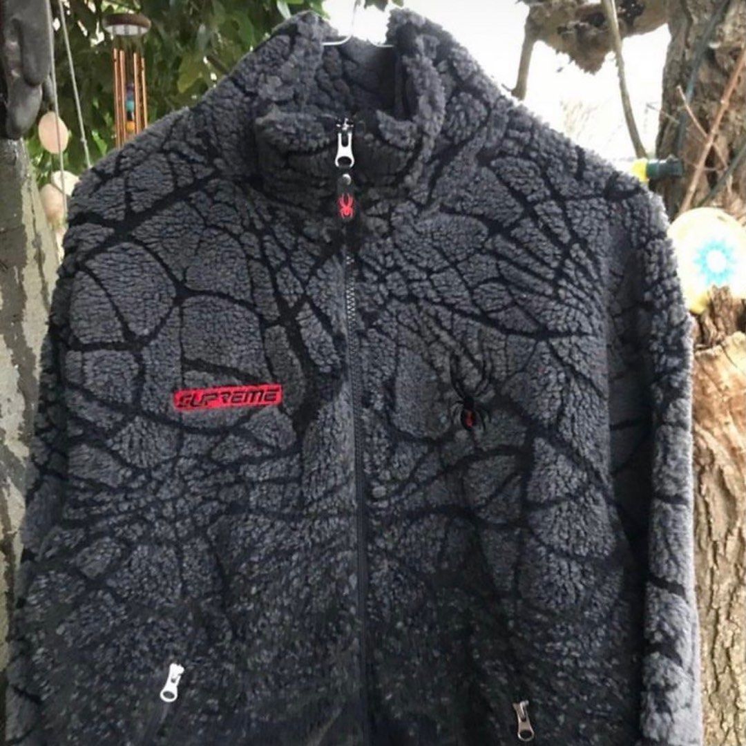 状態数回着用の美品Supreme Spyder Web Polar Fleece Jacket