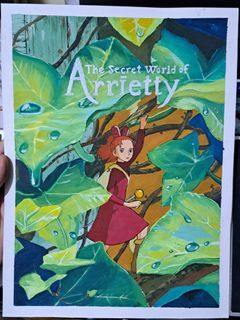 The Secret World of Arrietty Ghibli Gouache Painting Poster