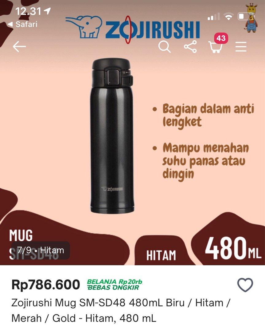 Thermos Zojirushi Japan ORI not corkcicle, Kitchen & Appliances di