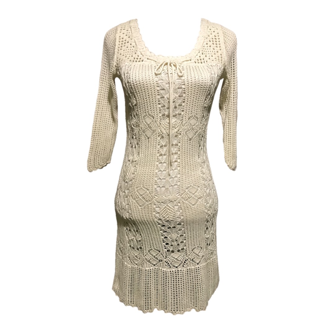 Uniqlo Cream Knitted Dress |y2k Retro Vintage Crochet Subversive Grunge ...