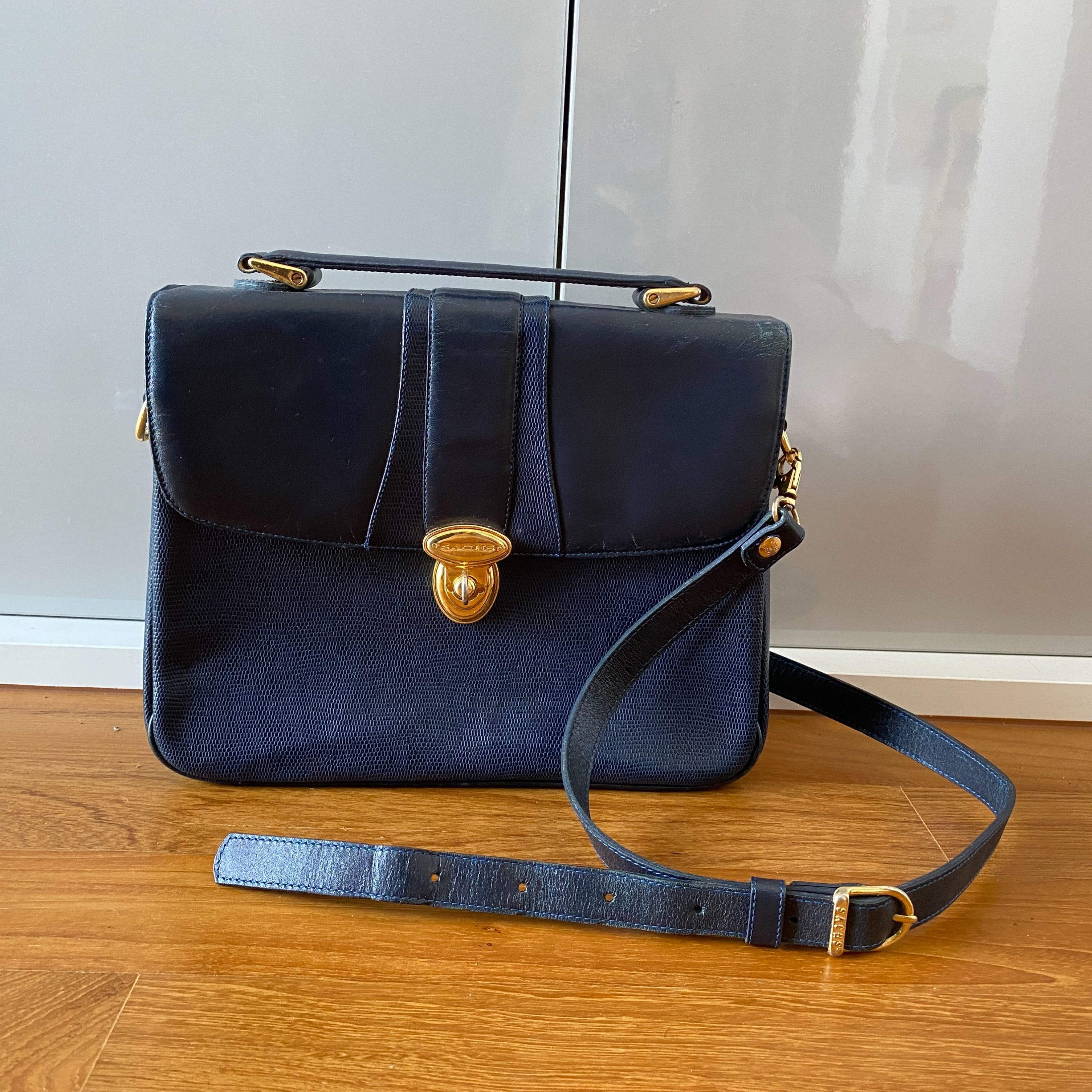 SALE Vintage 1970s Sachs Lederwaren Italian Made Satchel Crossbody Bag