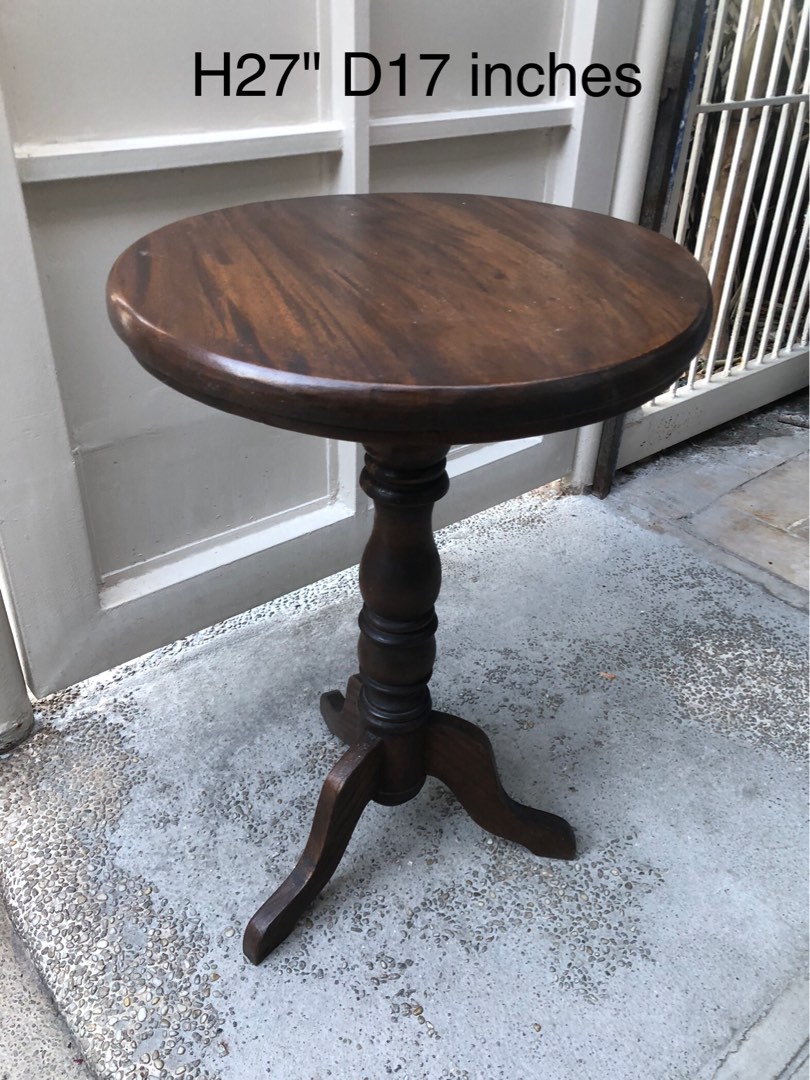 Vintage Wooden Round Side Table on Carousell