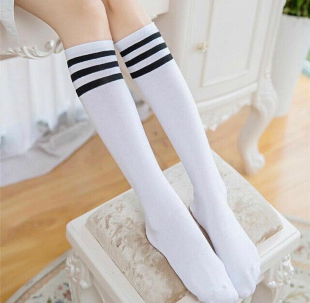 White over the best sale knee high socks