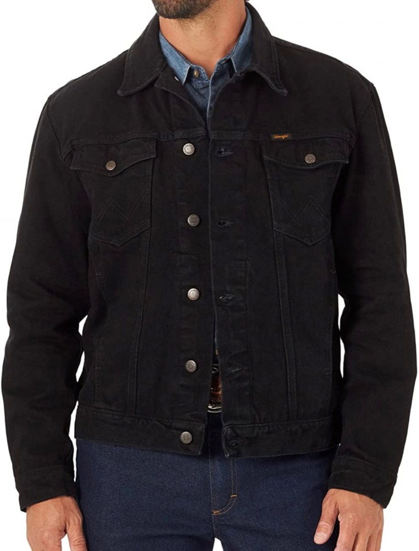[Wrangler] Black Denim Jacket, Men's Fashion, Coats, Jackets and ...