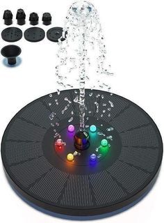 X4742 3W 900mAH Solar Fountain Pump, Solar Water Fountain With Light,Floating Fountain with 8 Nozzles Water Cycling,Solar Powered Water Pump for Garden,Bird Bath,Pond,Pool,Patio,No Electricity Required