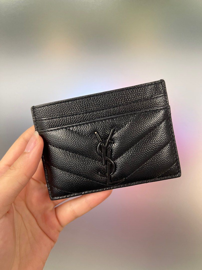 YSL Card Holder in Black Hardware