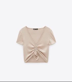 Zara Gathered Crop Top (Beige)