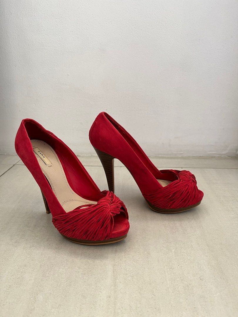 Escarpins Zara Peep Toe à Paillettes étain - Talons 12 Cm (5") - Taille 39 EU / 6 UK - Occasion