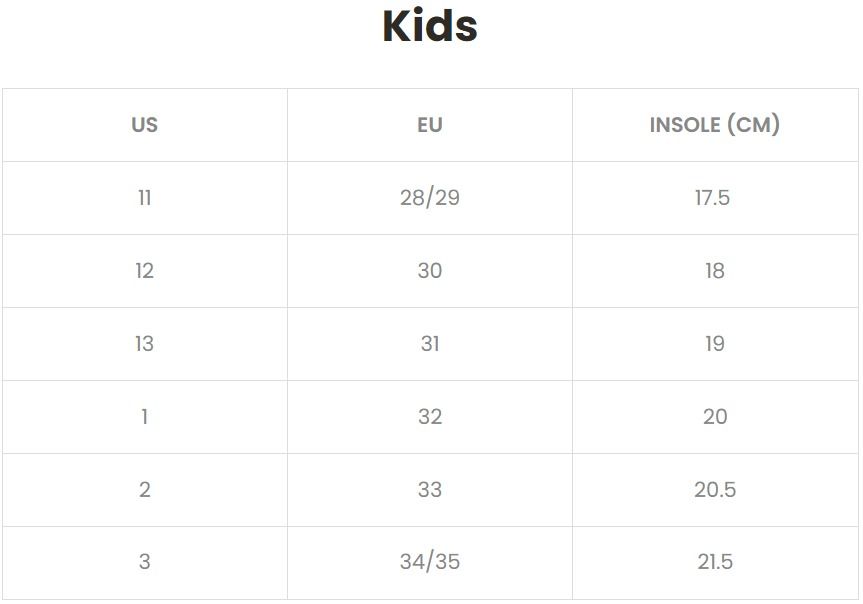Zaxy baby size new arrivals chart