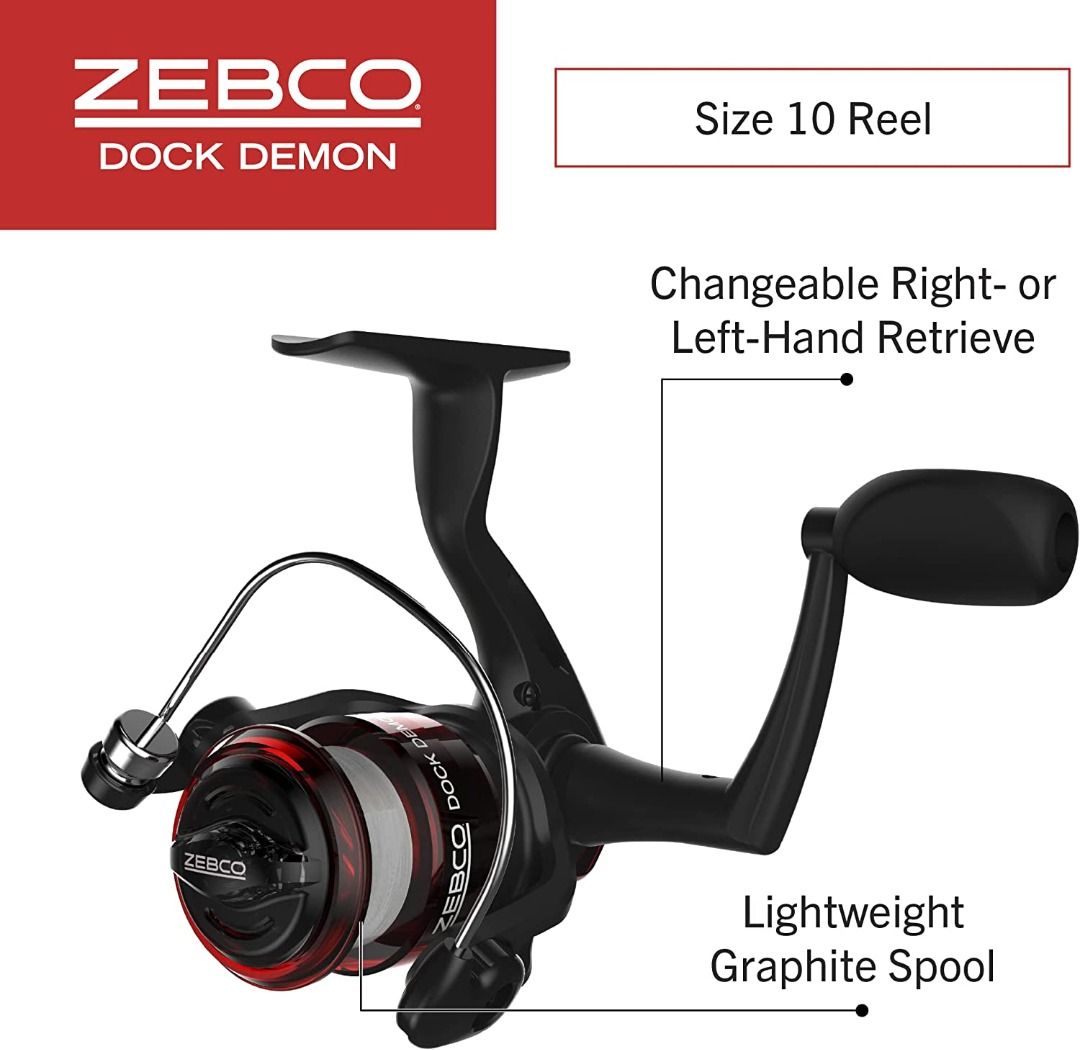 Zebco Dock Demon Spinning Reel or Spincast Reel and Fishing Rod Combo,  30-Inch Durable Fiberglass Rod, QuickSet Anti-Reverse Fishing Reel