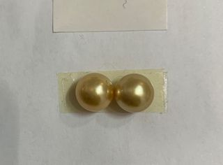 （抵買，靚色, 皮光極亮）10.7mm 南洋金珠18K金耳環