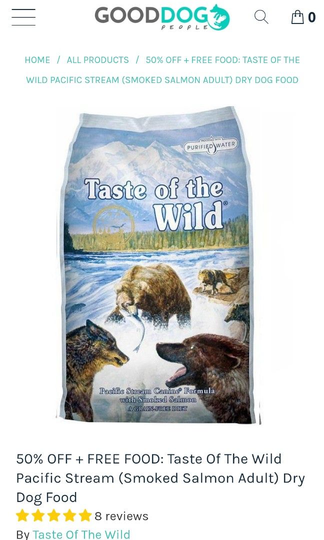 12kg Adult Salmon Taste of the Wild Pacific Stream Pet Supplies