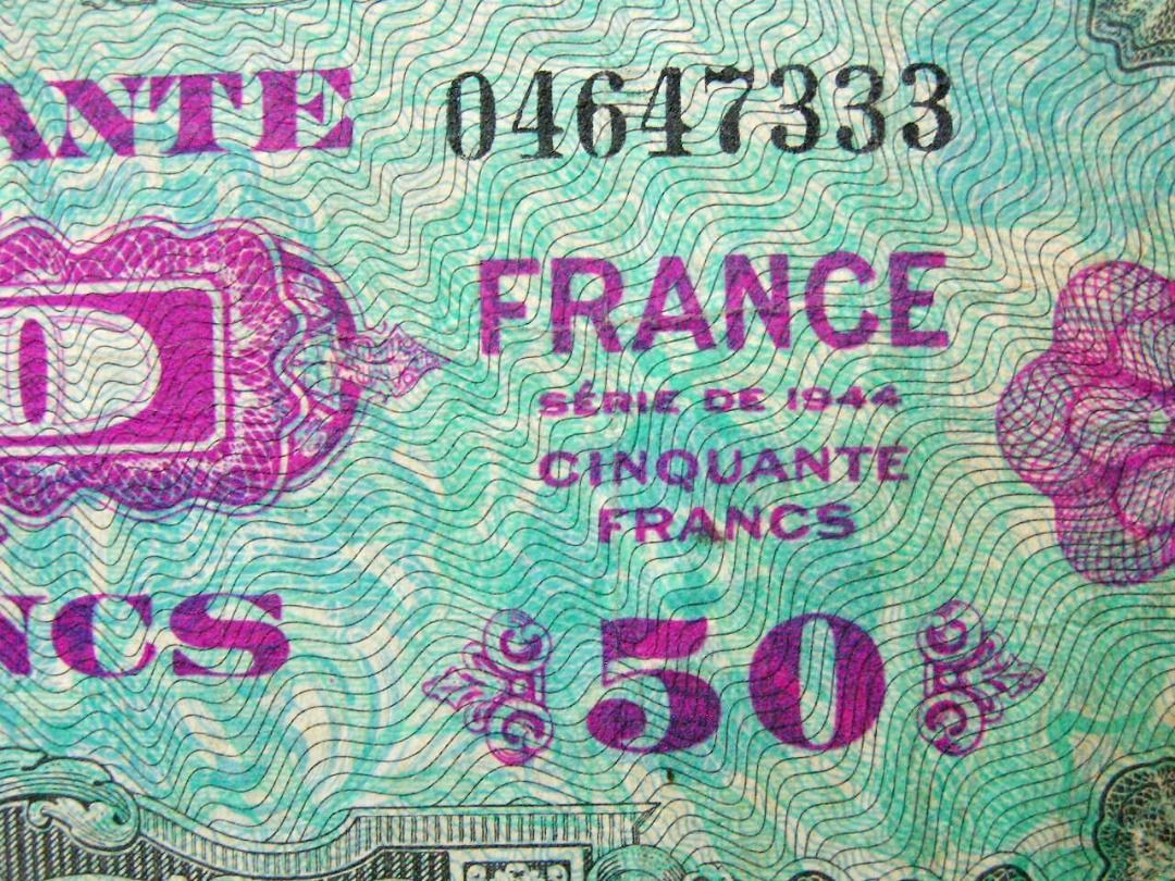 盟軍法國鈔票-1944年盟軍(Allied Forces in France)在法國發行50法郎(Francs)軍用鈔票(二戰時期), 興趣及遊戲,  收藏品及紀念品, 錢幣- Carousell