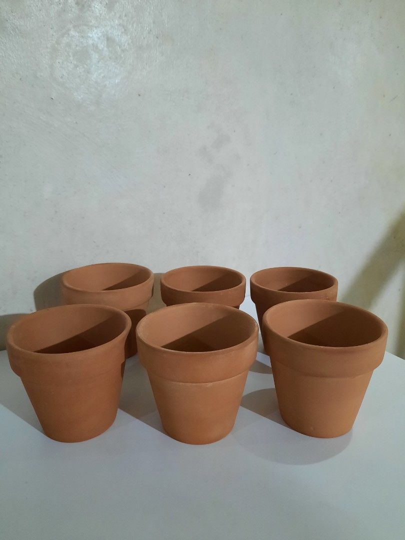 3x3" 3pcs Daiso Japanese Smooth Terracotta Clay Pots for Cactus