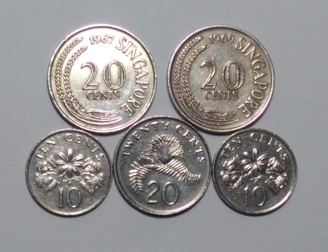 新加坡錢幣5枚, 書籍、休閒與玩具, 收藏、紀念品, 錢幣、紙鈔在旋轉拍賣