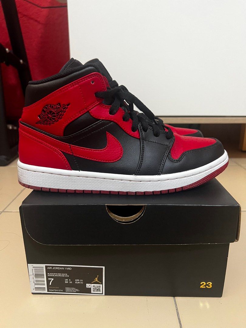 Air Jordan 1 Mid Banned Men s Fashion Footwear Sneakers on