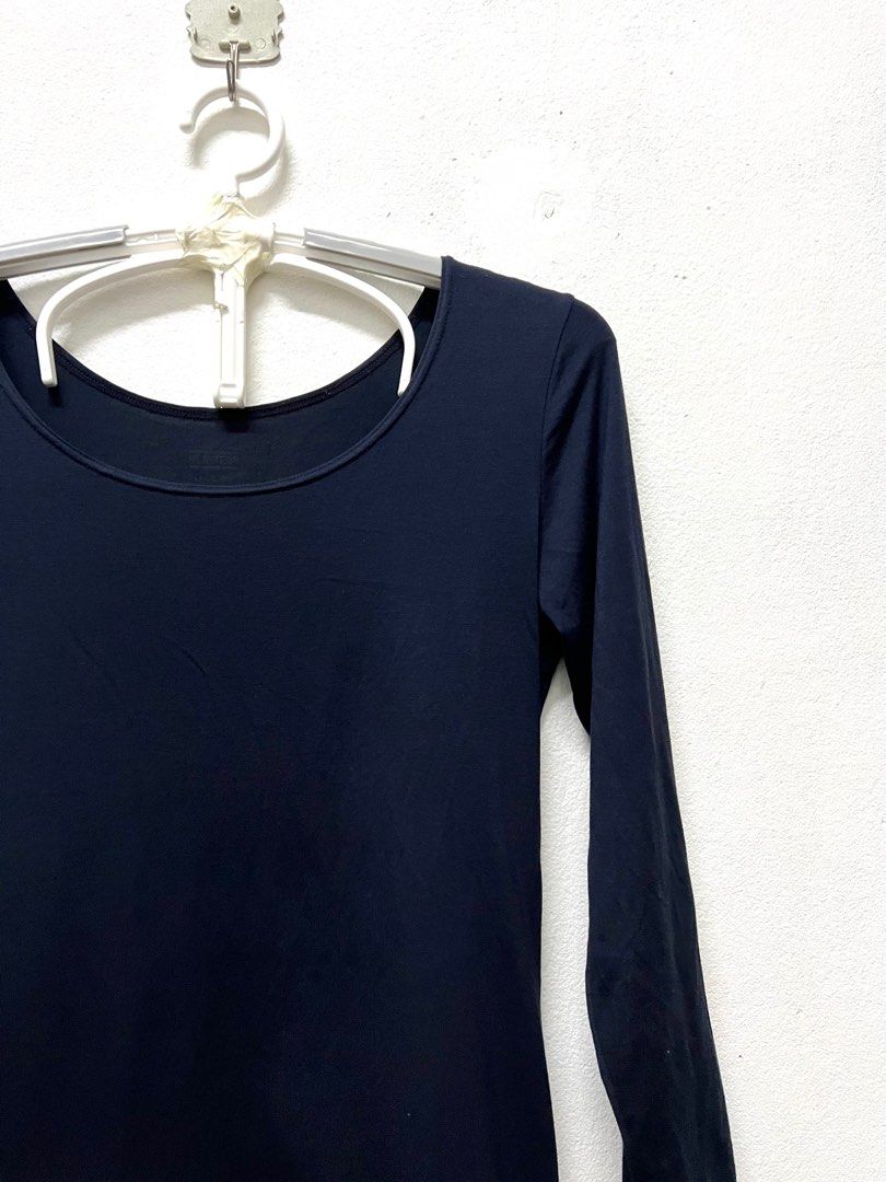 Men's Uniqlo Heat Tech Ultra Warm Navy Blue Long Sleeve Shirt Large  Innerwear 