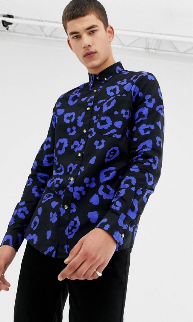 ASOS Collusion Oxford shirt in leopard print Men s Fashion Tops Sets Shirts on Carousell