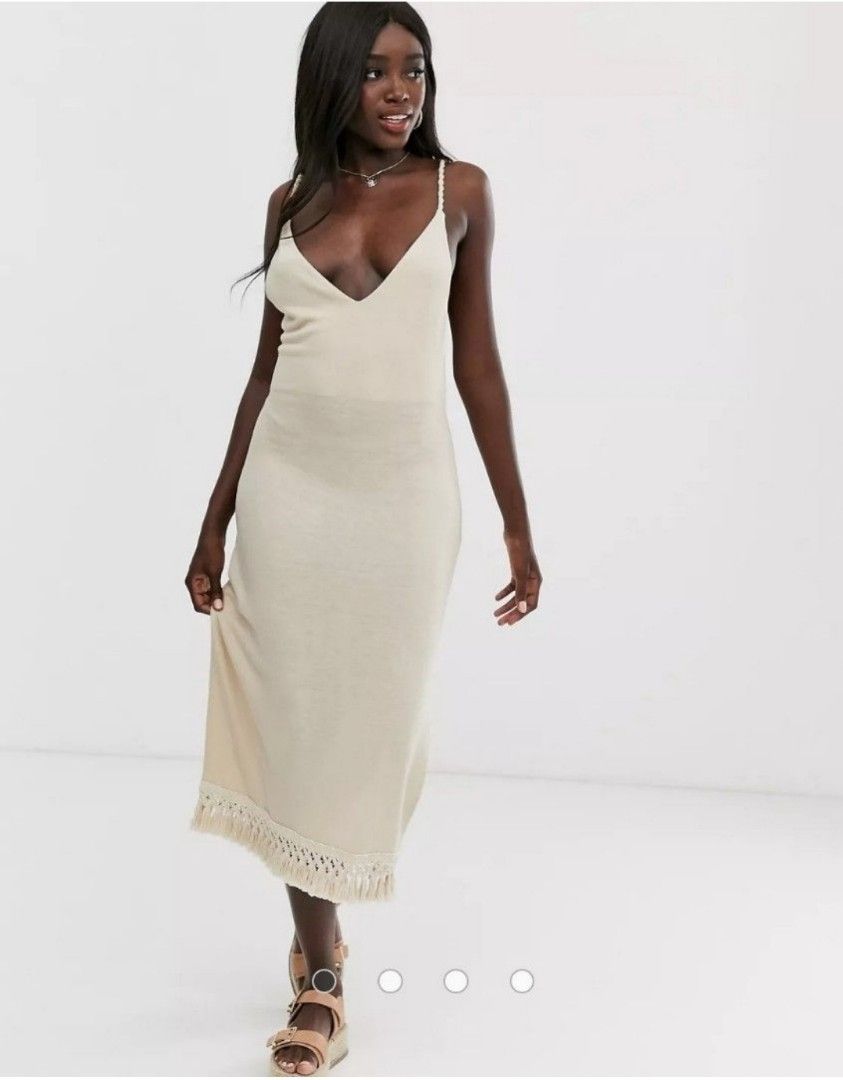 ASOS DESIGN marl midi dress with tassel hem Women s Fashion Dresses Sets Dresses on Carousell