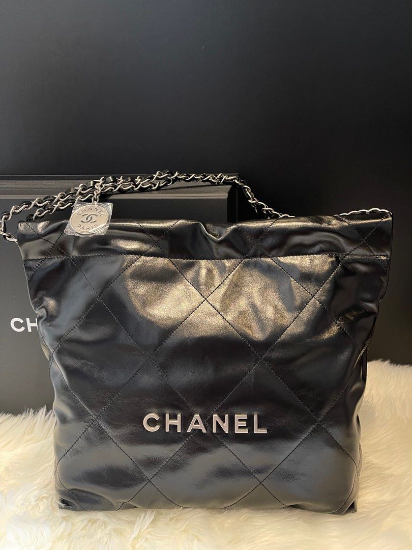 Authentic brand new Chanel 22 small black silver hardware