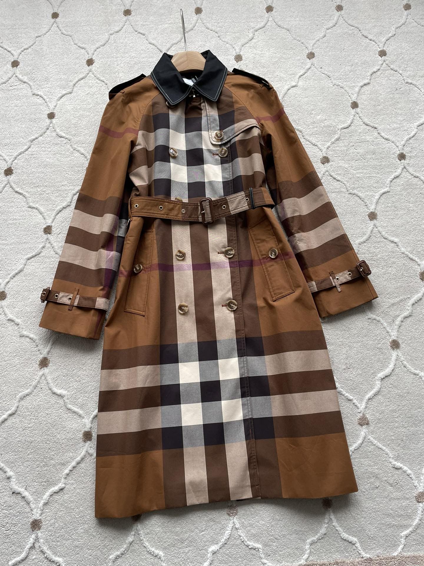 Authentic Burberry Birch Brown Plaid Trench Coat