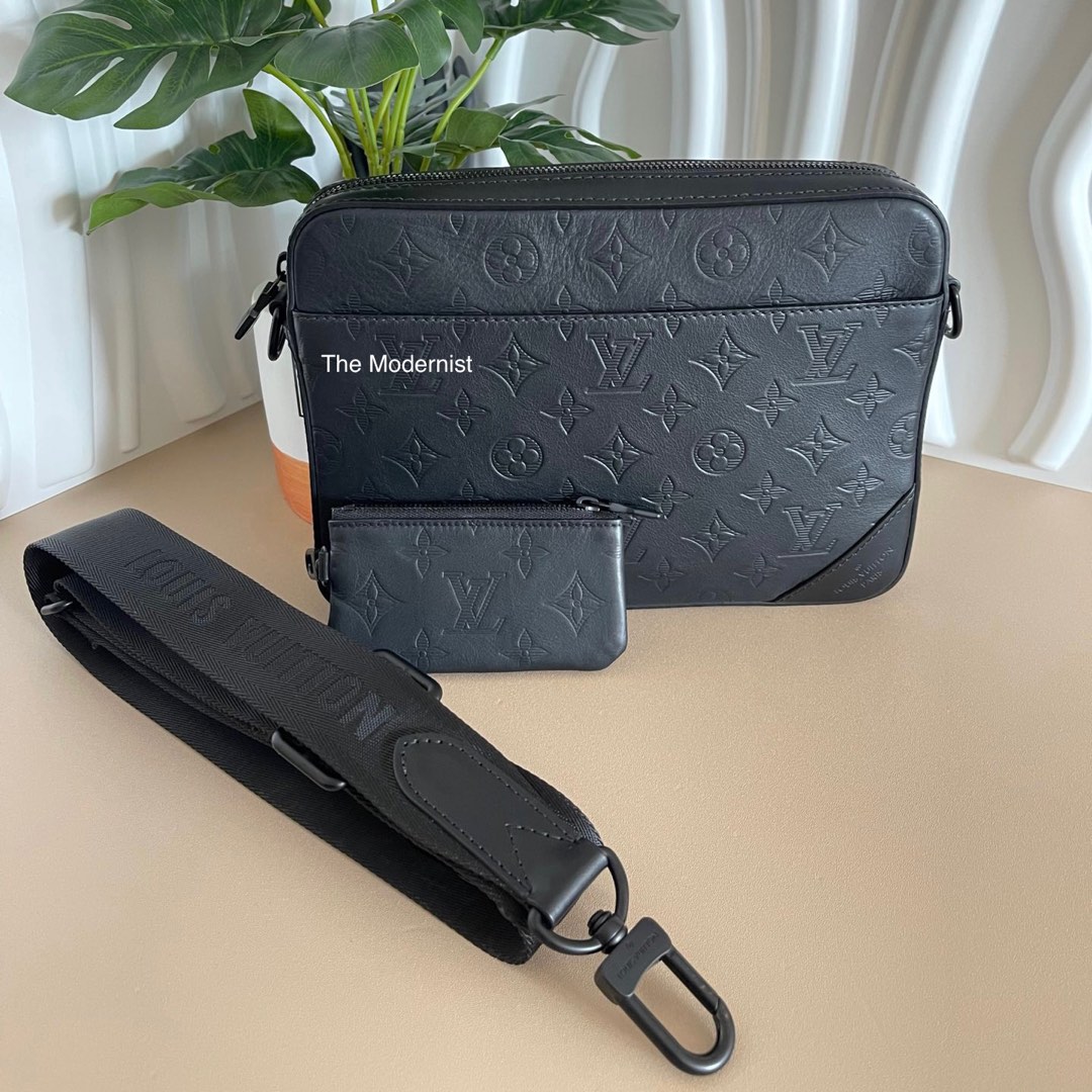 Louis Vuitton, Bags, Louis Vuitton Duo Messenger Black Monogram Shadow  Leather Messenger Bag M69827