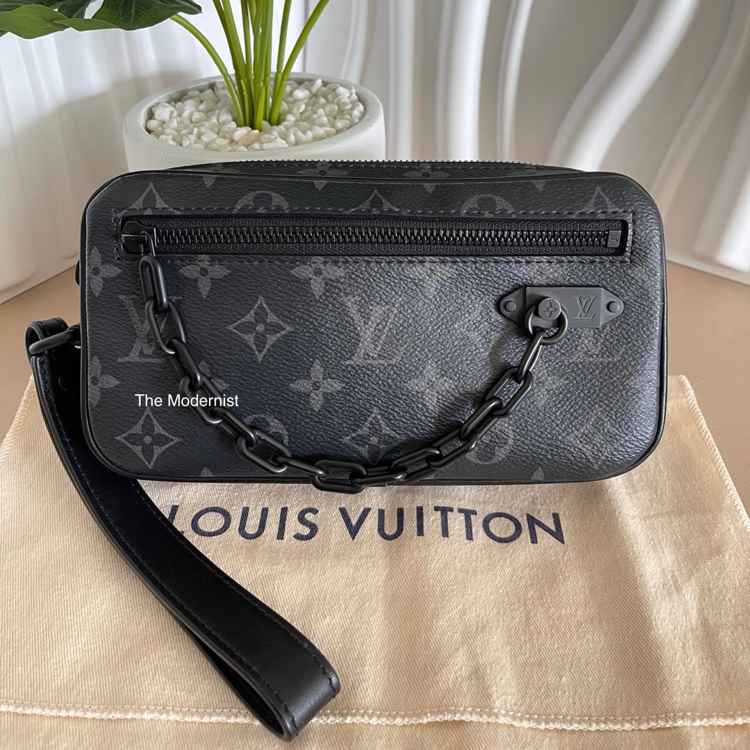Louis Vuitton Pochette Volga Monogram Eclipse Black in Coated