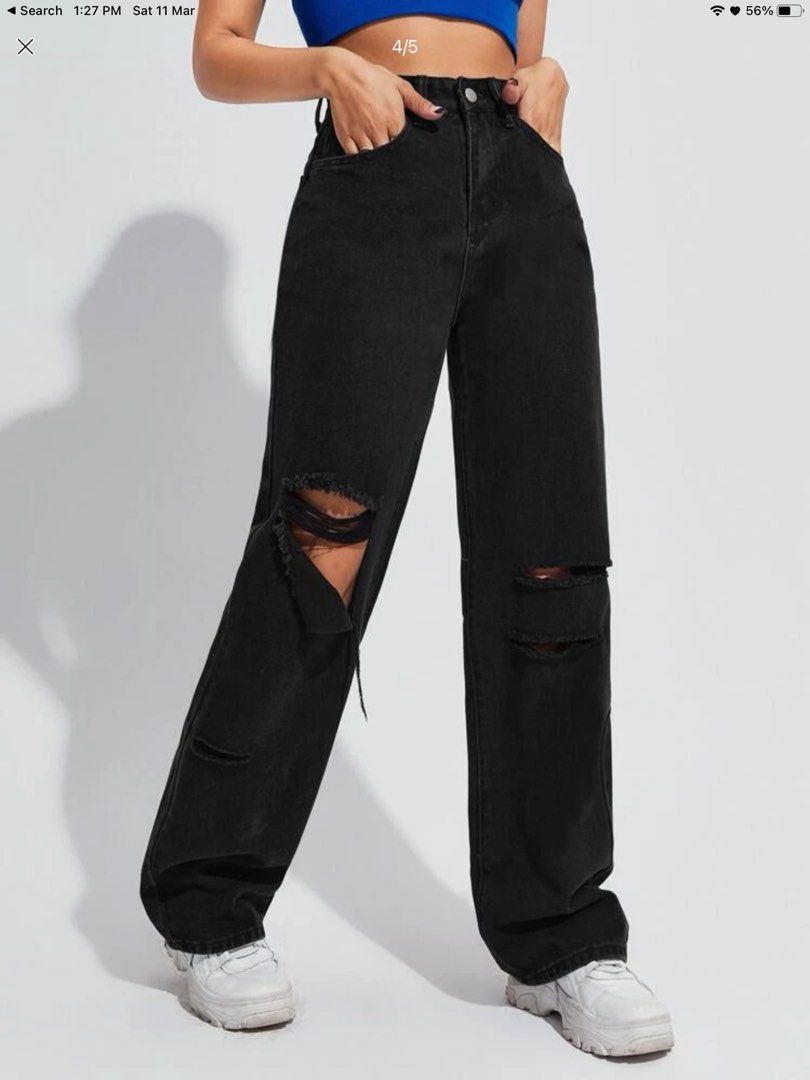 Black baggy boyfriend top jeans