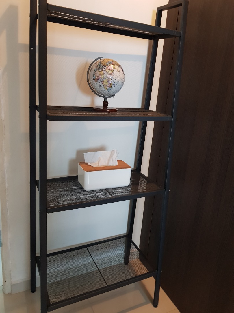 Black Metal Storage Shelf, Furniture & Home Living, Furniture, Shelves