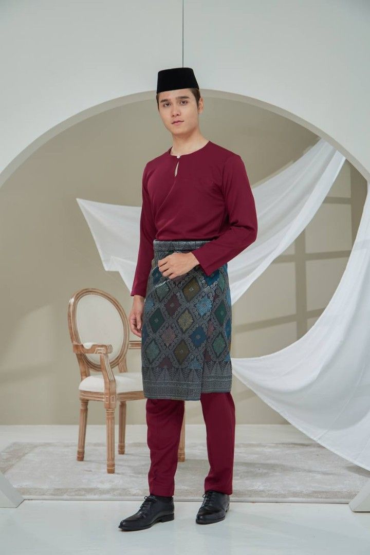 Baju melayu teluk belanga slim fit 2025