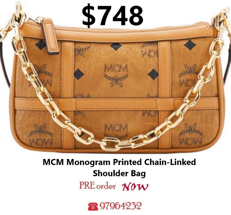 Mcm brand best sale logo shoulder bag
