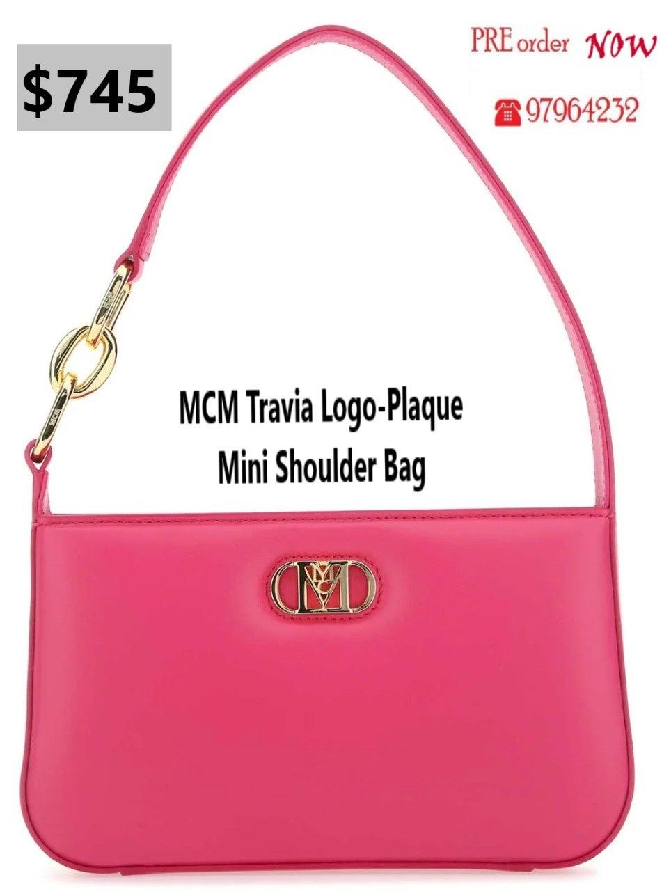 Mcm brand logo shoulder best sale bag
