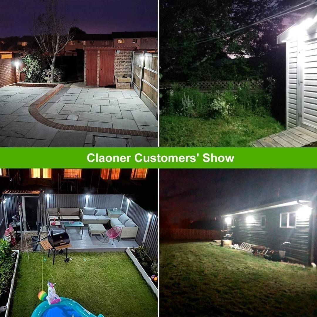 ⭐[C3808]⭐ CLAONER Solar Lights Outdoor, [128 LED/8 Packs] Solar Motion  Lights Working Modes Solar Wall Lights with 270°Wide Angle Wireless IP65  Waterproof Motion Sensor Fence Solar Lights, Cold White, Furniture 