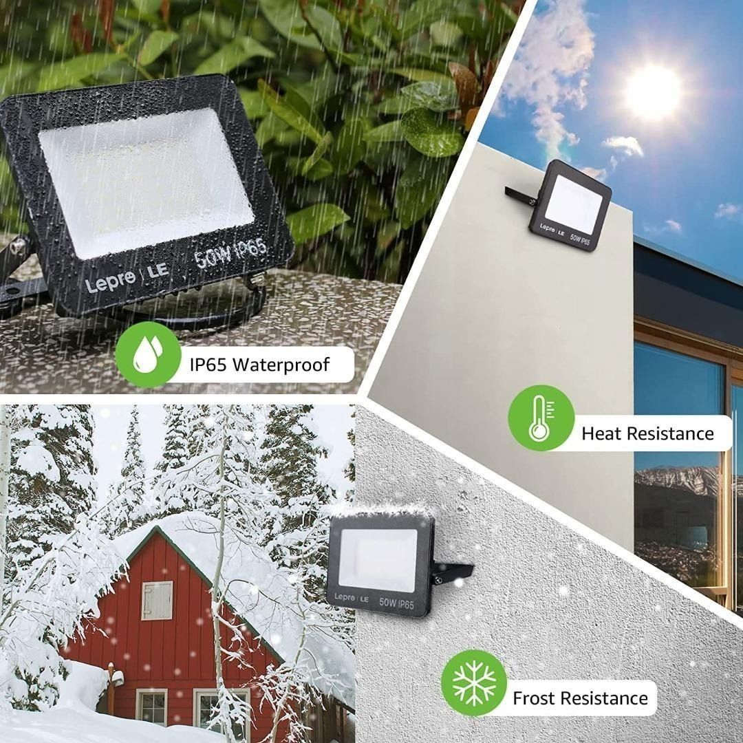 ⭐[C3928]⭐ Lepro 50W Led Floodlight Outdoor, 4250lm LED Security Lights, 350W  Incandescent Lamp Equivalent, Waterproof IP65, Daylight White Outdoor Lights  for Warehouse, Playground, Backyard and More [Energy Class A++], Furniture   Home
