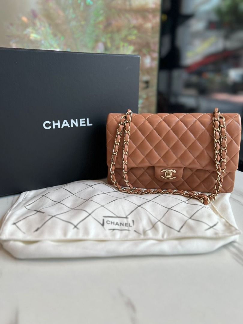 Chanel Caramel Classic Double Flap Medium Micro Chip