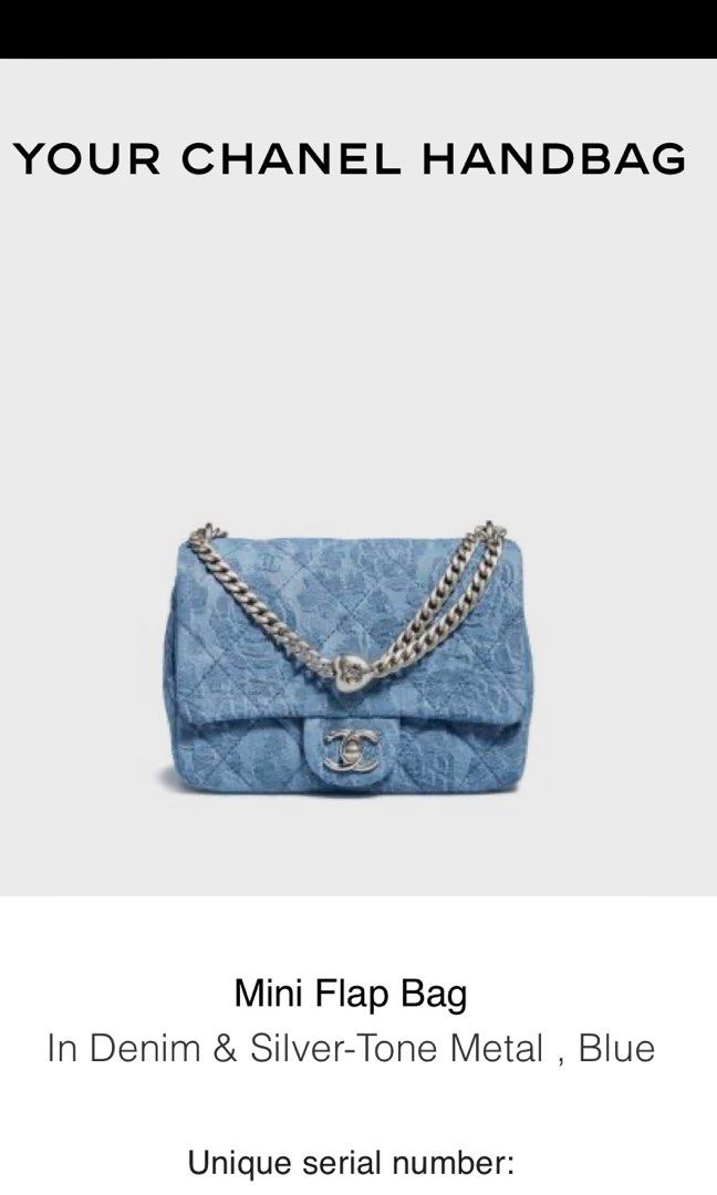 Chanel mini flap bag with heart chain (denim), Luxury, Bags
