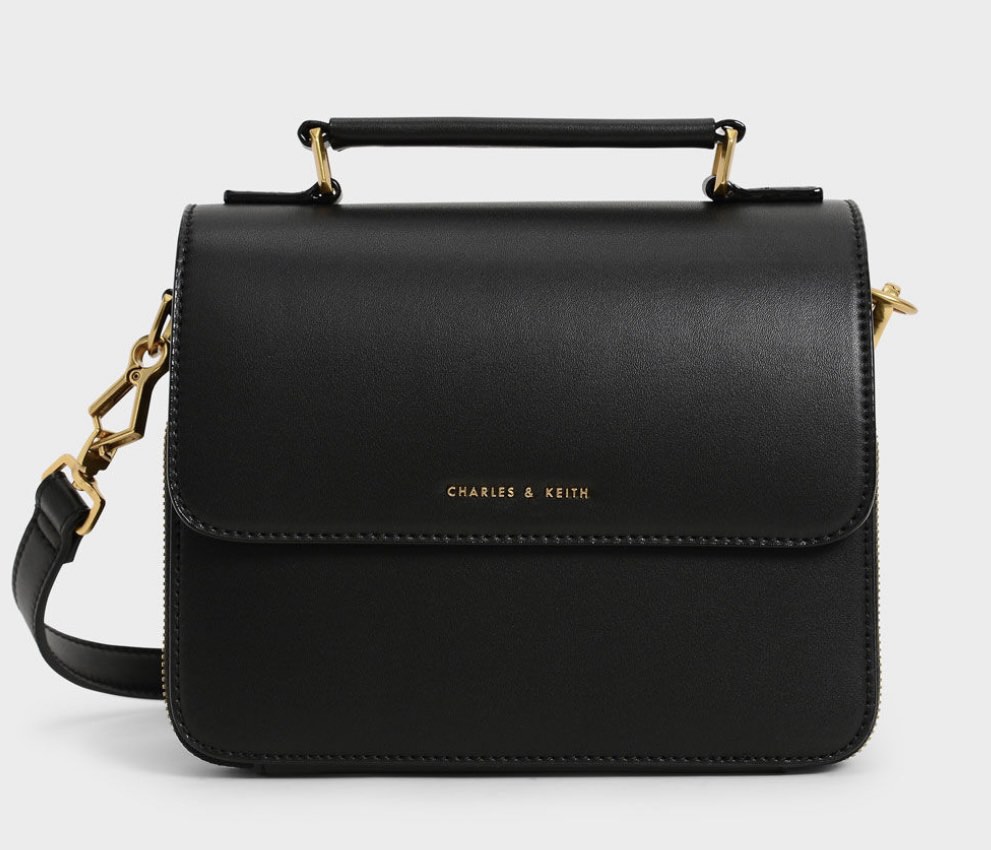 Charles and Keith Front Flap Handle Crossbody Bag, Women's Fashion