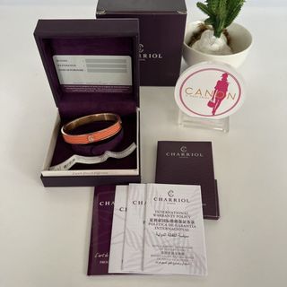 Charriol Forever Young Stainless Steel Orange Coral Bangle. Size L