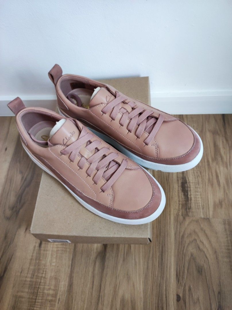 Clarks trigenic pink rose leather shoes sneakers UK5