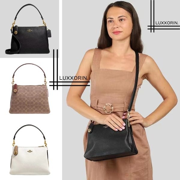 Coach Double Zip Shoulder Bag In Signature Canvas / Polished Pebble