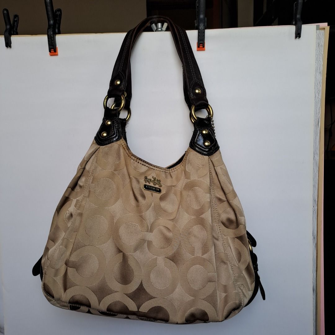COACH Madison Op Art Sateen Maggie Shoulder Bag Women s Fashion