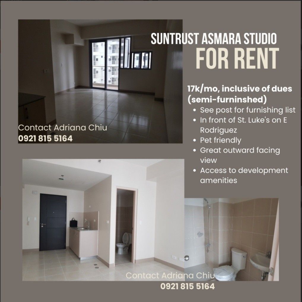 Furnished condo for rent across St. Luke's QC and Trinity College E