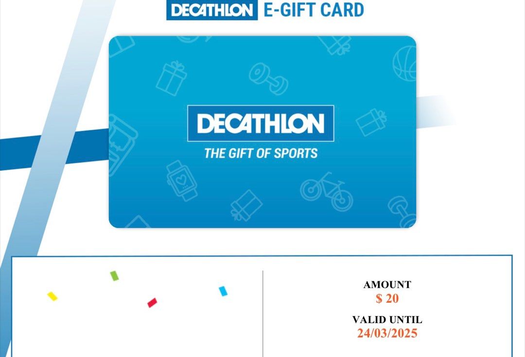 Decathlon e gift card 120, Tickets & Vouchers, Vouchers on Carousell