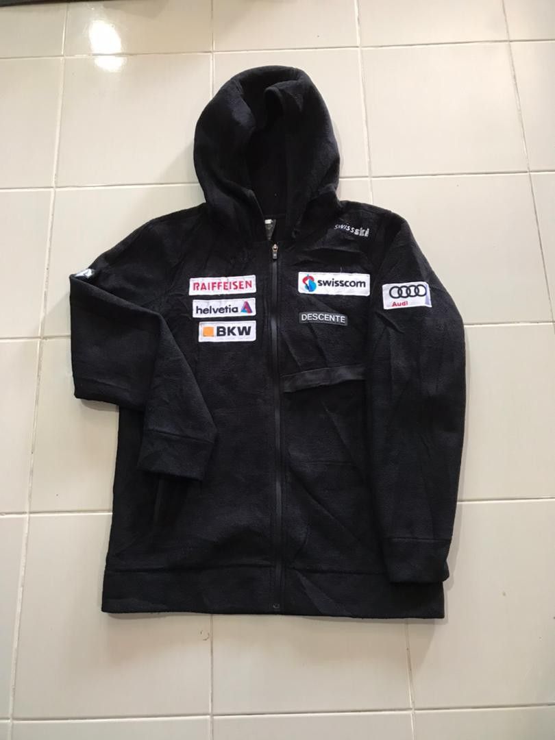 DESCENTE X AUDI Fleece Jacket Hoody Pit 21 L 28
