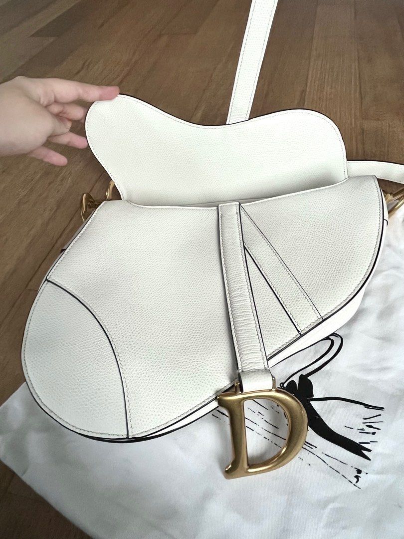 Dior Saddle Bag With Strap in White Authentic, Women's Fashion