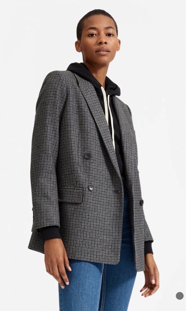 Check double breasted blazer womens best sale