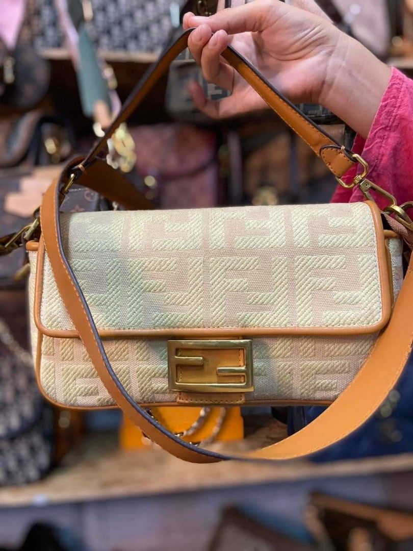 Fendi baguette green best sale canvas