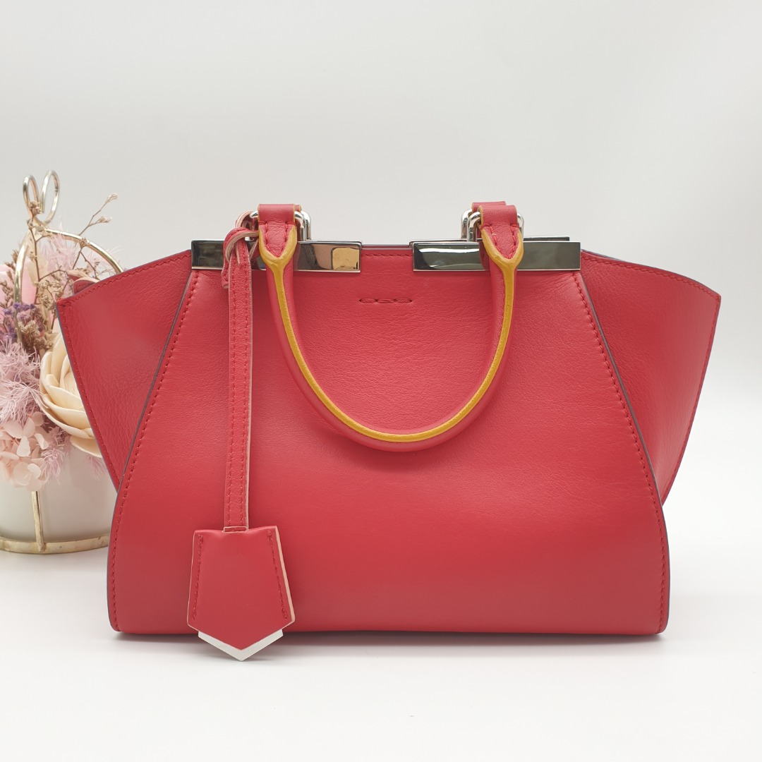 Fendi Red 3 Jours Bag Calfskin Leather Mini SHW, Women's Fashion, Bags ...