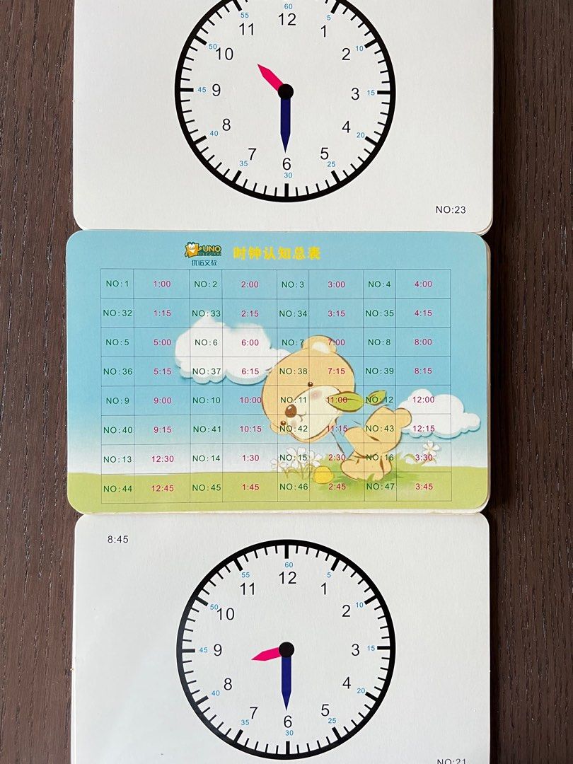 Flash cards Clock , Hobbies & Toys, Toys & Games on Carousell