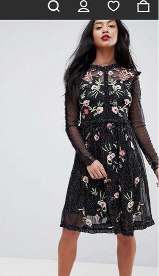 frock and frill black embroidered dress Amanda Black Floral Embroidered Maxi Dress – Frock and Frill